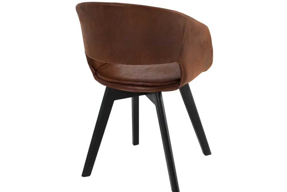 Riess-Ambiente Retro Möbel|Stühle > Design Stuhl NORDIC STAR antik braun Microfaser Massivholz schwarz mit Armlehne gepolstert