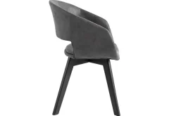 Riess-Ambiente Retro Möbel|Stühle > Design Stuhl NORDIC STAR antik grau Microfaser Massivholz schwarz mit Armlehne gepolstert
