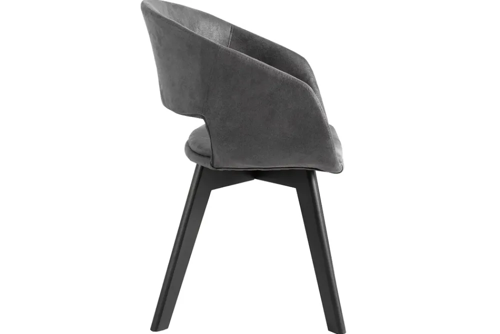 Riess-Ambiente Retro Möbel|Stühle > Design Stuhl NORDIC STAR antik grau Microfaser Massivholz schwarz mit Armlehne gepolstert