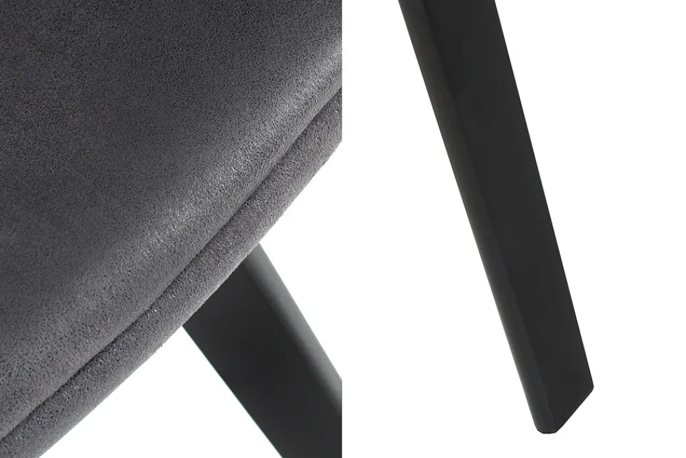 Riess-Ambiente Retro Möbel|Stühle > Design Stuhl NORDIC STAR antik grau Microfaser Massivholz schwarz mit Armlehne gepolstert