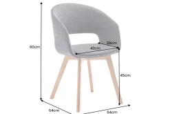 Riess-Ambiente Skandinavisch|Retro Möbel > Design Stuhl NORDIC STAR grau Strukturstoff Massivholz mit Armlehne gepolstert