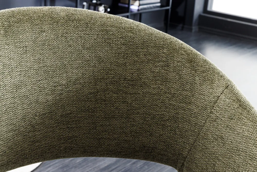 Riess-Ambiente Skandinavisch|Retro Möbel > Design Stuhl NORDIC STAR grün Strukturstoff Massivholz schwarz mit Armlehne gepolstert