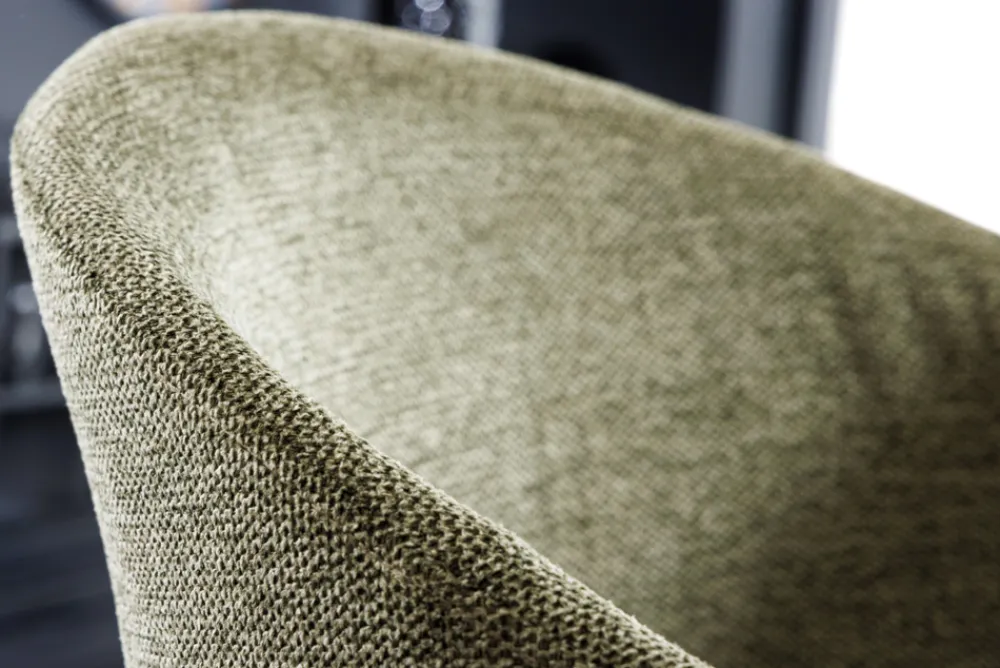 Riess-Ambiente Skandinavisch|Retro Möbel > Design Stuhl NORDIC STAR grün Strukturstoff Massivholz schwarz mit Armlehne gepolstert
