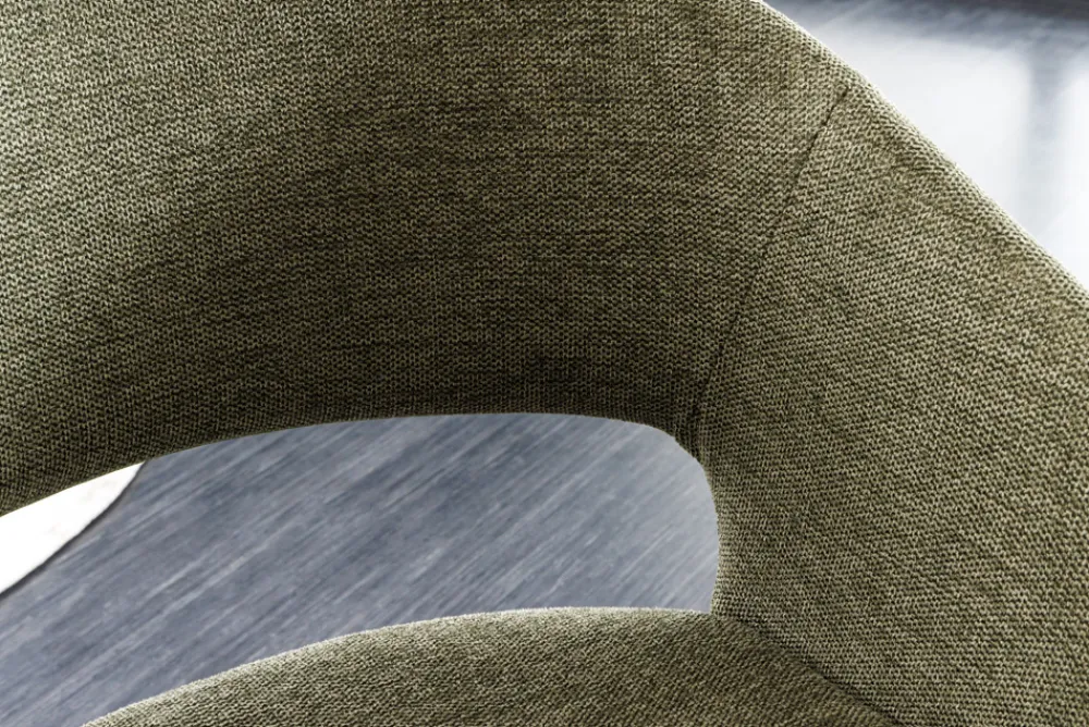 Riess-Ambiente Skandinavisch|Retro Möbel > Design Stuhl NORDIC STAR grün Strukturstoff Massivholz schwarz mit Armlehne gepolstert