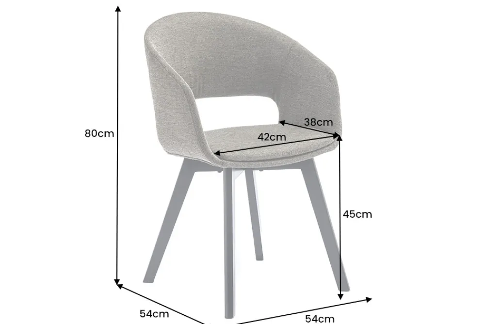 Riess-Ambiente Skandinavisch|Retro Möbel > Design Stuhl NORDIC STAR grün Strukturstoff Massivholz schwarz mit Armlehne gepolstert