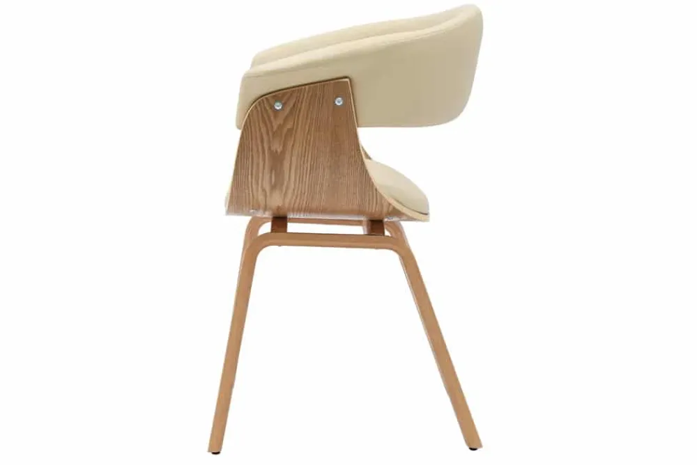 Riess-Ambiente Retro Möbel|Stühle > Design Stuhl ORGANIC natur Eiche creme beige Kunstleder mit Armlehnen