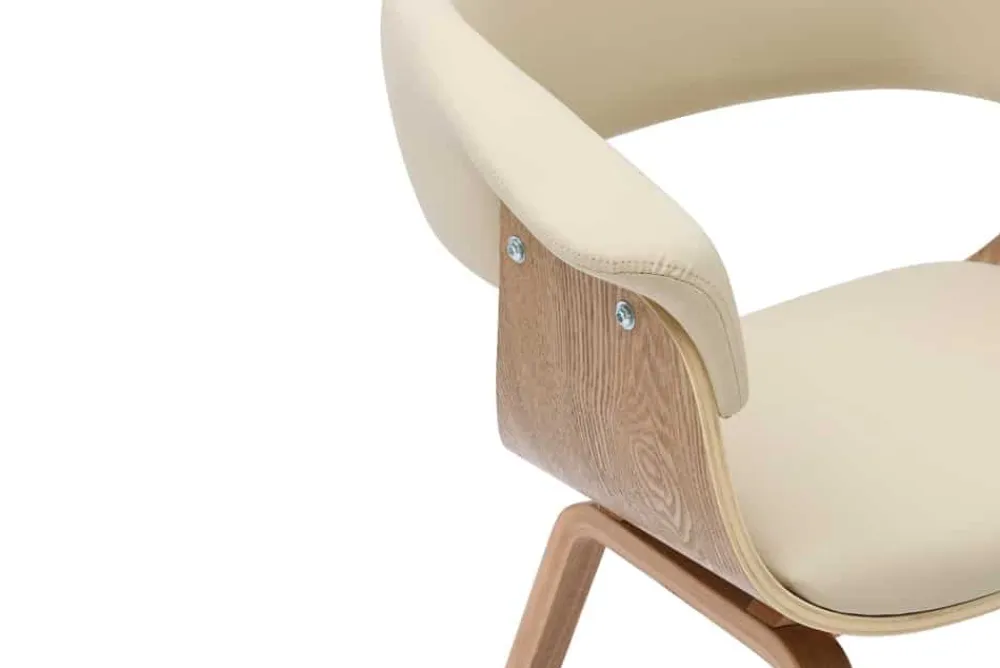 Riess-Ambiente Retro Möbel|Stühle > Design Stuhl ORGANIC natur Eiche creme beige Kunstleder mit Armlehnen