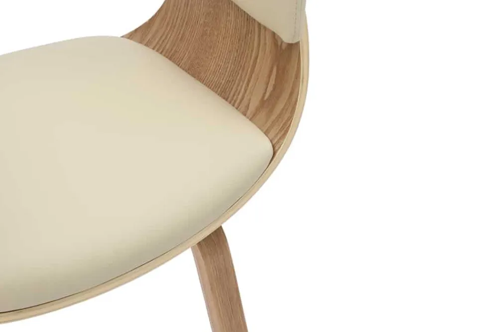 Riess-Ambiente Retro Möbel|Stühle > Design Stuhl ORGANIC natur Eiche creme beige Kunstleder mit Armlehnen