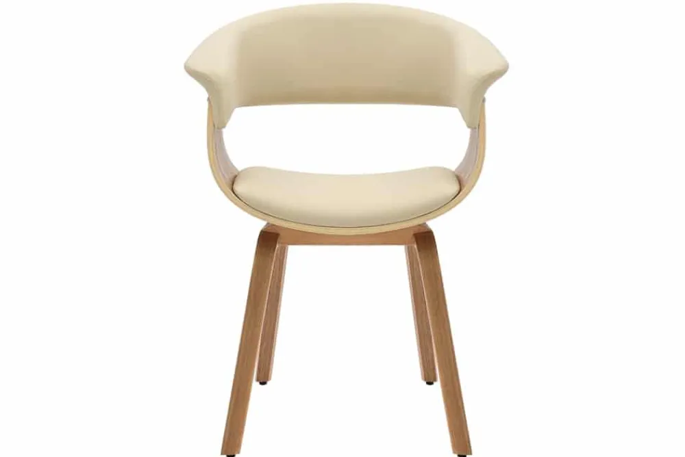 Riess-Ambiente Retro Möbel|Stühle > Design Stuhl ORGANIC natur Eiche creme beige Kunstleder mit Armlehnen