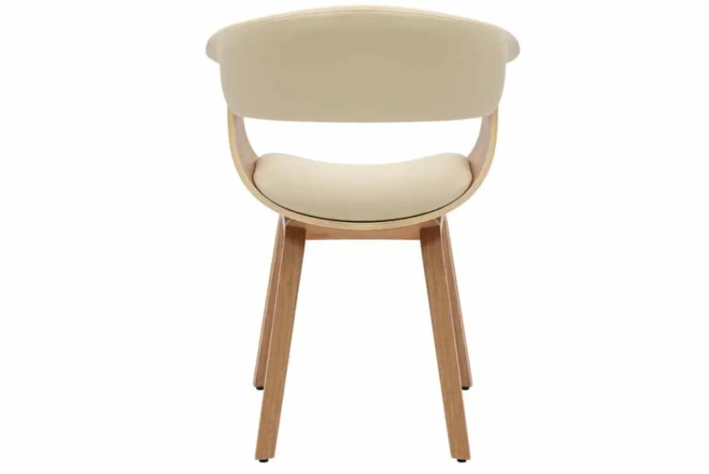 Riess-Ambiente Retro Möbel|Stühle > Design Stuhl ORGANIC natur Eiche creme beige Kunstleder mit Armlehnen
