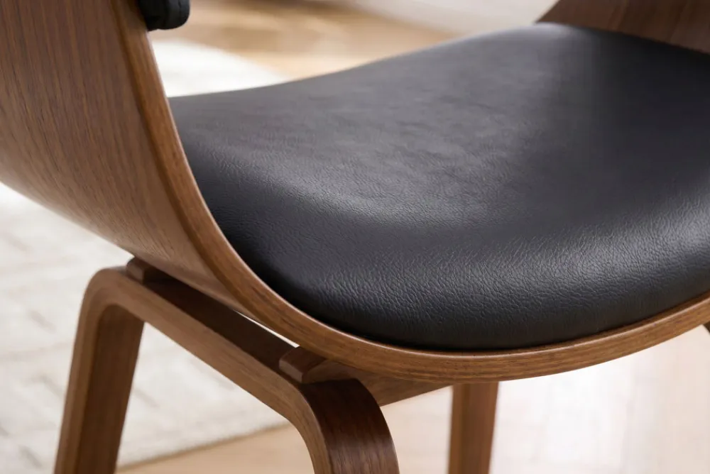 Riess-Ambiente Skandinavisch|Retro Möbel > Design Stuhl ORGANIC schwarz Walnuss Kunstleder mit Armlehnen