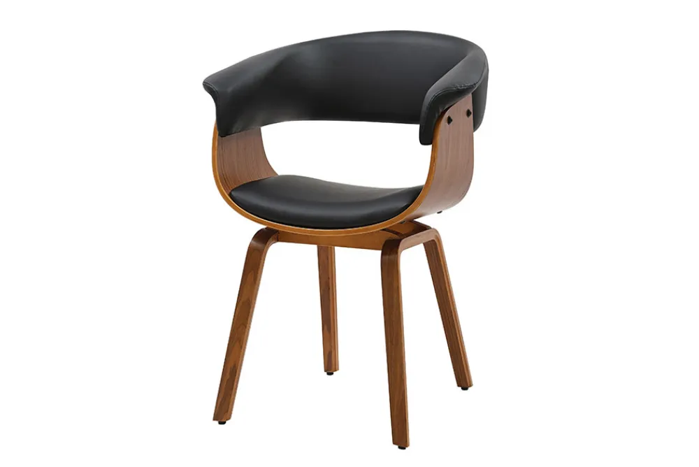 Riess-Ambiente Skandinavisch|Retro Möbel > Design Stuhl ORGANIC schwarz Walnuss Kunstleder mit Armlehnen