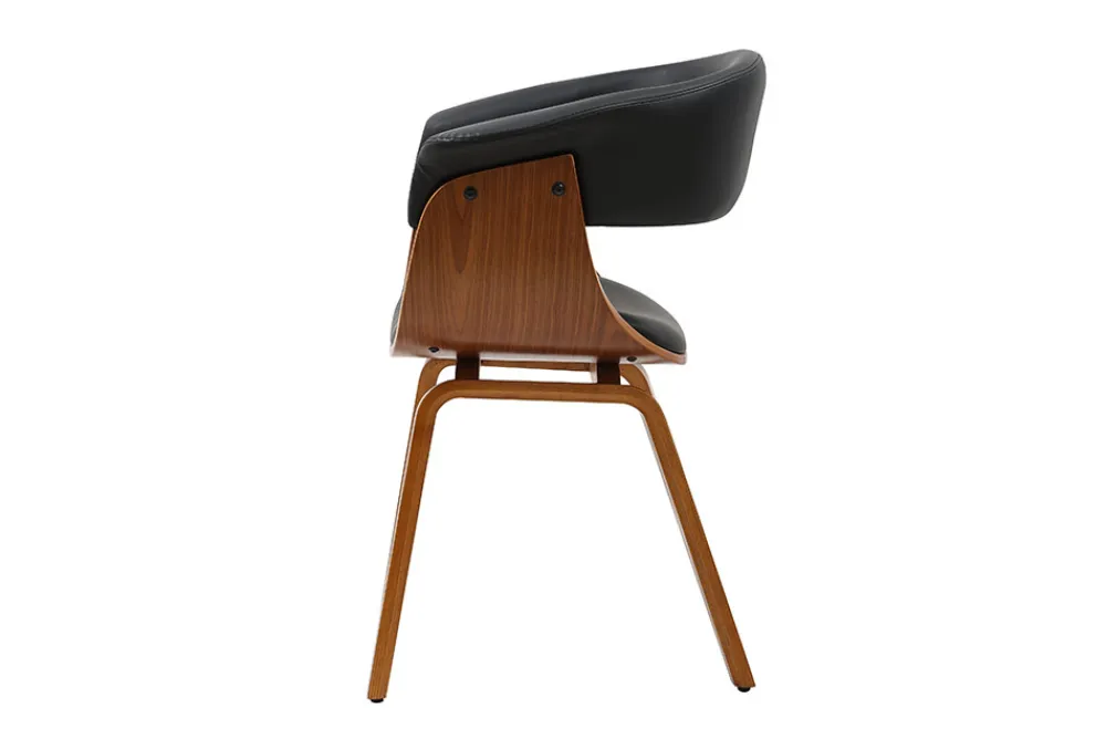 Riess-Ambiente Skandinavisch|Retro Möbel > Design Stuhl ORGANIC schwarz Walnuss Kunstleder mit Armlehnen