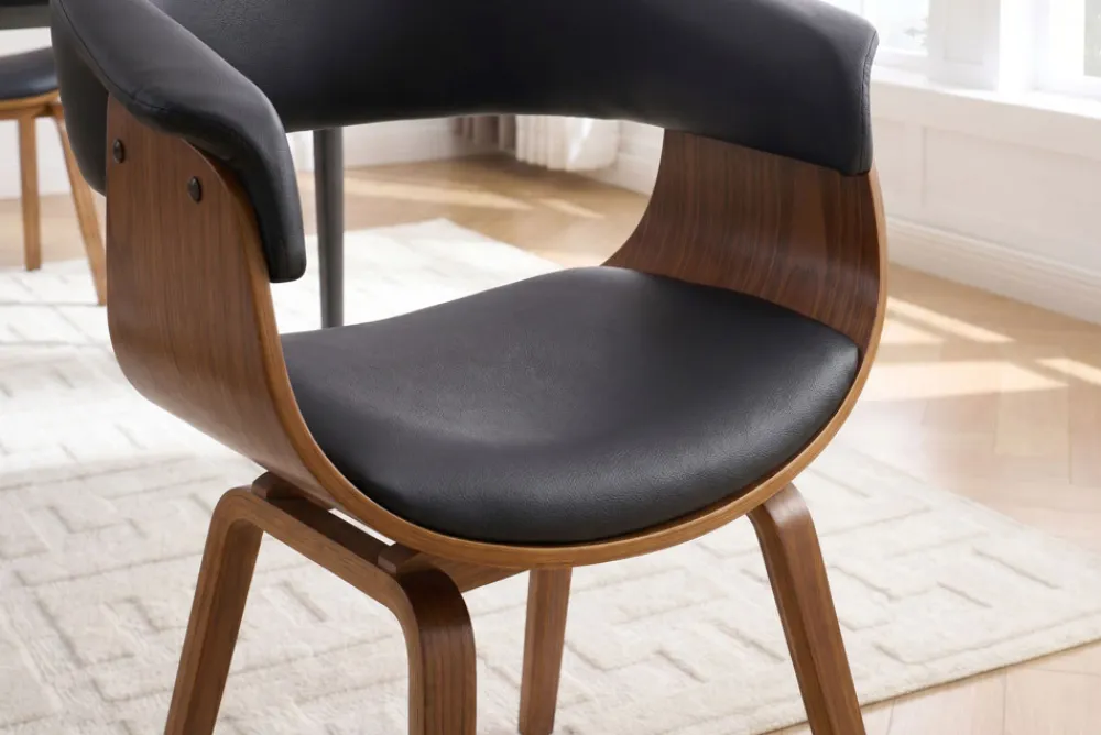 Riess-Ambiente Skandinavisch|Retro Möbel > Design Stuhl ORGANIC schwarz Walnuss Kunstleder mit Armlehnen