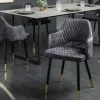 Riess-Ambiente Retro Möbel|Stühle > Design Stuhl PARIS grau Samt mit Armlehnen Ziersteppung goldene Fußkappen gepolstert