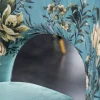 Riess-Ambiente Retro Möbel|Stühle > Design Stuhl PRÊT-À-PORTER türkis Samt florales Muster und goldene Fußkappen