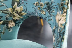 Riess-Ambiente Retro Möbel|Stühle > Design Stuhl PRÊT-À-PORTER türkis Samt florales Muster und goldene Fußkappen