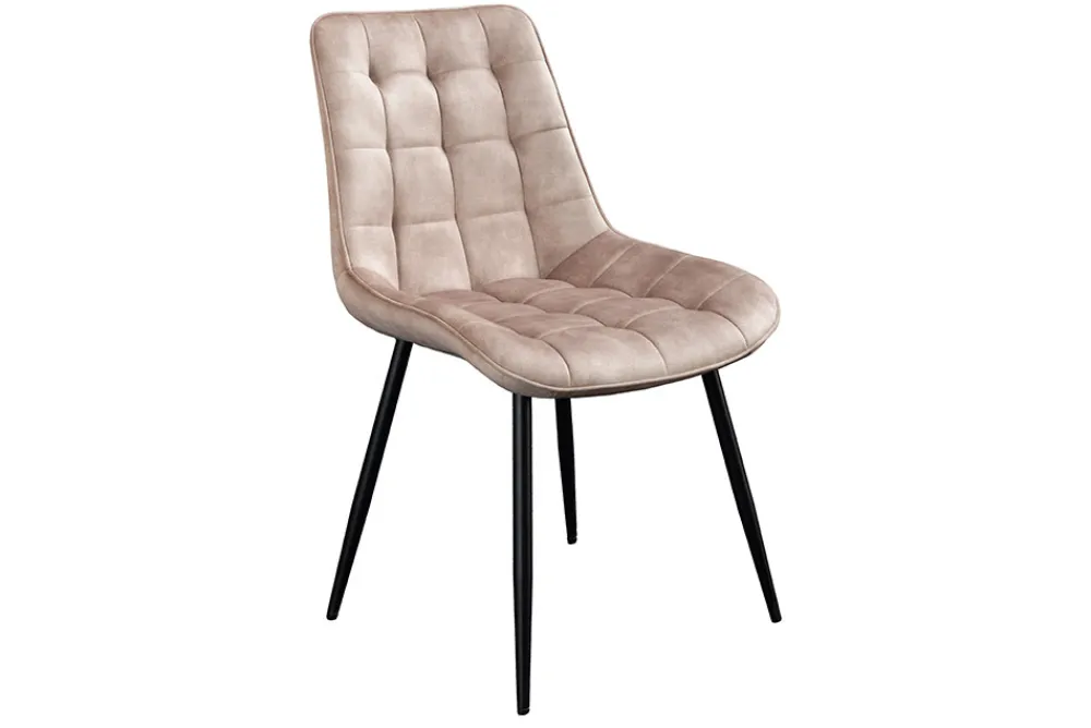 Riess-Ambiente Stühle|Samt Möbel > Design Stuhl ROADSTAR champagner greige Samt schwarze Metallbeine