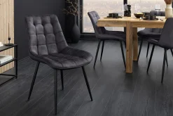Riess-Ambiente Stühle|Samt Möbel > Design Stuhl ROADSTAR grau Samt schwarze Metallbeine