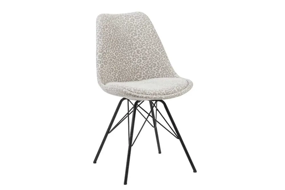 Riess-Ambiente Skandinavisch|Retro Möbel > Design Stuhl SCANDINAVIA MEISTERSTÜCK beige grau Chenille schwarz Metallgestell