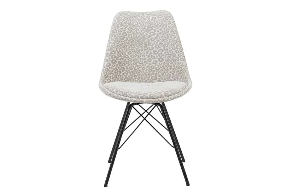 Riess-Ambiente Skandinavisch|Retro Möbel > Design Stuhl SCANDINAVIA MEISTERSTÜCK beige grau Chenille schwarz Metallgestell