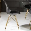 Riess-Ambiente Goldene Möbel|Skandinavisch > Design Stuhl SCANDINAVIA MEISTERSTÜCK schwarz goldene Beine