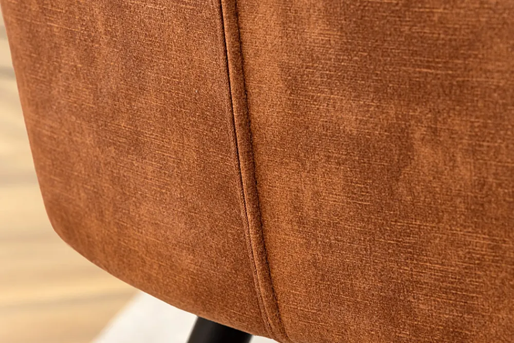 Riess-Ambiente Retro Möbel|Stühle > Design Stuhl TURIN rost braun Samt mit Ziersteppung und Armlehne schwarz Metall
