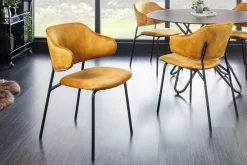 Riess-Ambiente Skandinavisch|Retro Möbel > Design Stuhl VOGUE senfgelb Samt schwarze Metallbeine