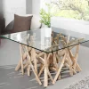 Riess-Ambiente Mehr...|Couchtische > Design Teakholz Couchtisch DRIFTWOOD 80cm mit Glasplatte eckig
