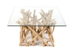 Riess-Ambiente Mehr...|Couchtische > Design Teakholz Couchtisch DRIFTWOOD 80cm mit Glasplatte eckig