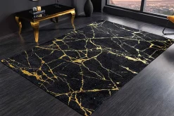 Riess-Ambiente Teppiche > Design Teppich MARBLE 240x160cm schwarz gold Marmor-Optik Flachgewebe