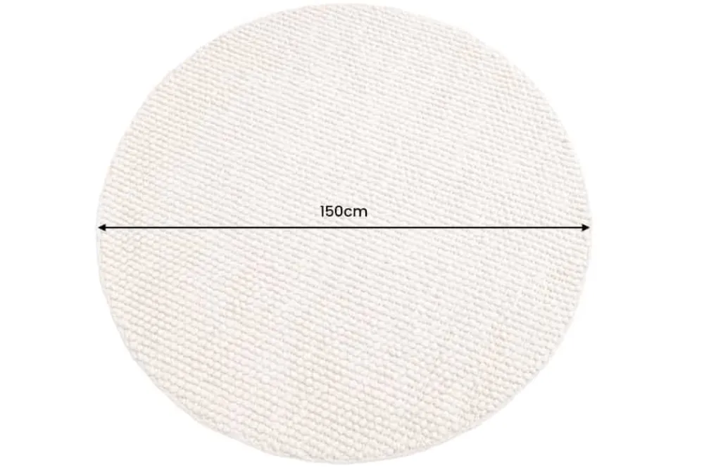 Riess-Ambiente Teppiche|Skandinavisch > Design Teppich WOOL 150cm beige rund Wolle Handarbeit
