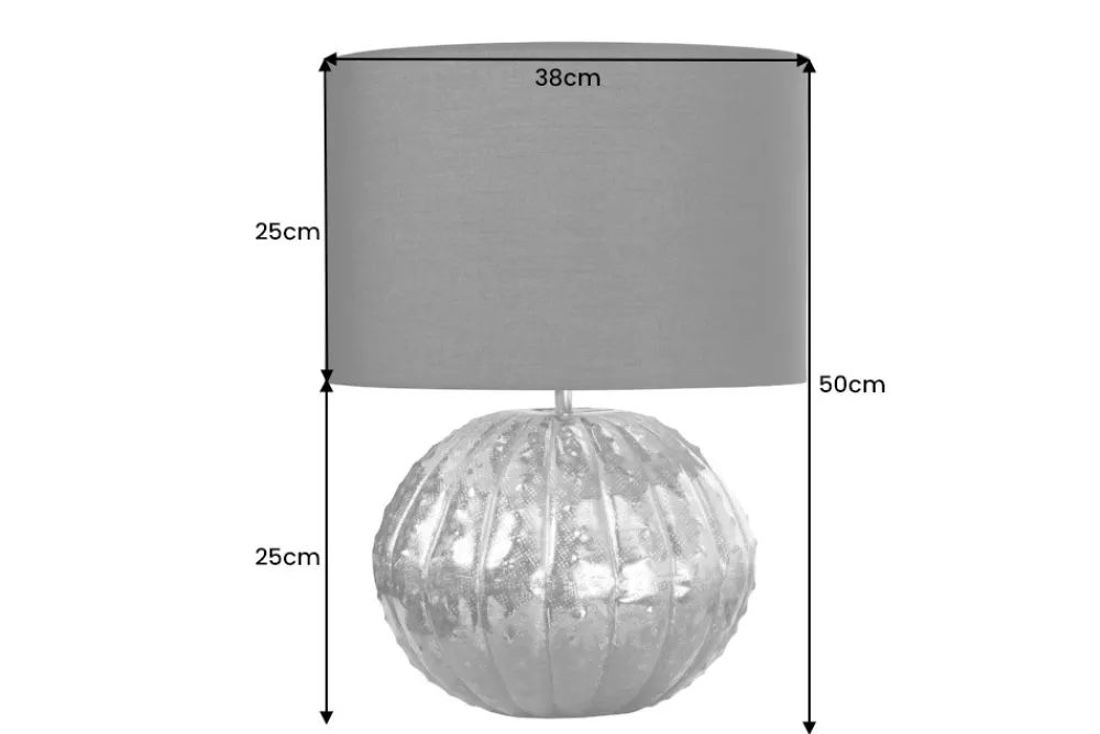 Riess-Ambiente Tischlampen > Design Tischlampe ABSTRACT 50cm silber schwarz Metall Stoffschirm handmade