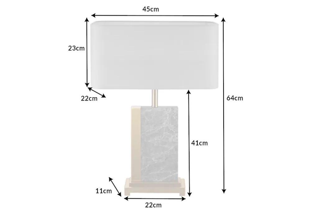 Riess-Ambiente Goldene Möbel|Tischlampen > Design Tischlampe ELEGANCIA 65cm gold grau Stoffschirm Marmor