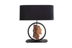 Riess-Ambiente Mehr...|Mehr... > Design Tischlampe ELEMENTS 58cm schwarz Baumwollschirm Fuß mit Massivholz