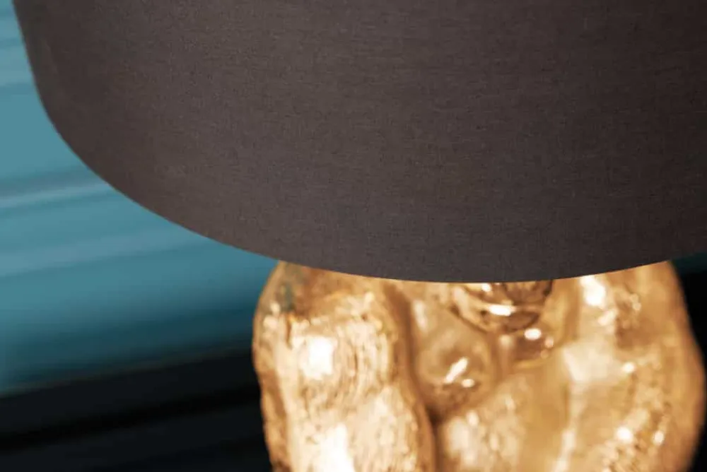 Riess-Ambiente Tischlampen > Design Tischlampe KONG 60cm gold Metall Affenlampe schwarzer Lampenschirm
