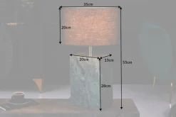 Riess-Ambiente Tischlampen > Design Tischlampe NOBLE 55cm grün Marmorfuß Stoffschirm