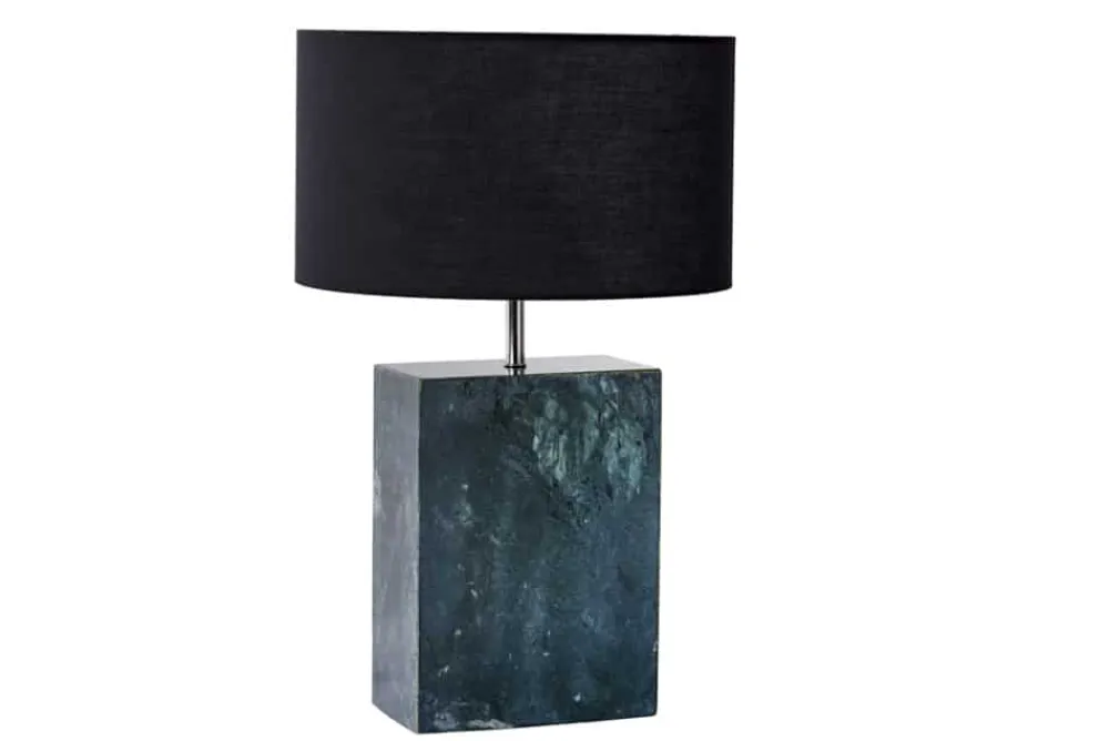 Riess-Ambiente Tischlampen > Design Tischlampe NOBLE 55cm grün Marmorfuß Stoffschirm
