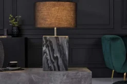 Riess-Ambiente Tischlampen > Design Tischlampe NOBLE 55cm schwarz Marmorfuß Stoffschirm