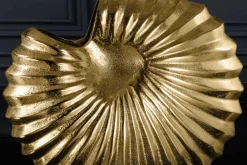 Riess-Ambiente Goldene Möbel|Tischlampen > Design Tischlampe SHELL 60cm gold schwarz Metall Stoffschirm maritim