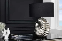 Riess-Ambiente Tischlampen > Design Tischlampe SHELL 60cm silber schwarz Metall Stoffschirm maritim