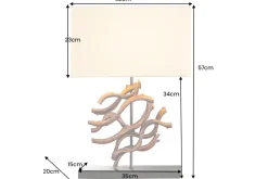 Riess-Ambiente Mehr...|Lampen > Design Tischlampe WAVE 60cm natur Massivholz handmade beige Baumwollschirm