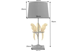 Riess-Ambiente Goldene Möbel|Tischlampen > Design Tischlampe WILDLIFE 75cm schwarz gold rund Papagei Skulpturen mit Marmor-Fuß