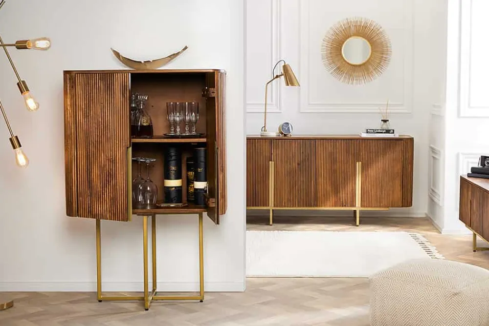 Riess-Ambiente Retro Möbel|Tv- & Lowboards > Design TV Board GATSBY 160cm braun mattgold Mangoholz Retro
