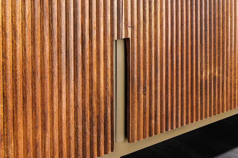 Riess-Ambiente Retro Möbel|Tv- & Lowboards > Design TV-Board GATSBY 160cm braun gold Mangoholz Marmor Metallgestell