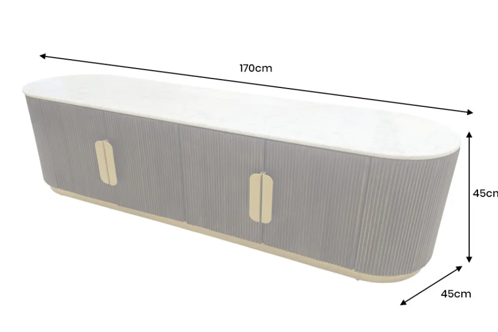 Riess-Ambiente Mehr...|Retro Möbel > Design TV-Board GATSBY 170cm braun gold Mangoholz weiße Marmorplatte Lowboard