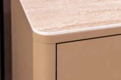 Riess-Ambiente Retro Möbel|Tv- & Lowboards > Design TV Board SAVOY 150cm grau beige greige Travertin Keramik mit Schublade 3D-Front