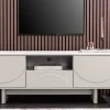 Riess-Ambiente Retro Möbel|Tv- & Lowboards > Design TV-Board SAVOY 150cm kaschmir weiß Marmor Keramik mit Stauraum und 3D-Front