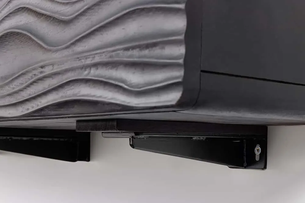 Riess-Ambiente Goldene Möbel|Tv- & Lowboards > Design TV-Board WAVE 160cm schwarz Mangoholz mit 3D Schnitzereien hängend