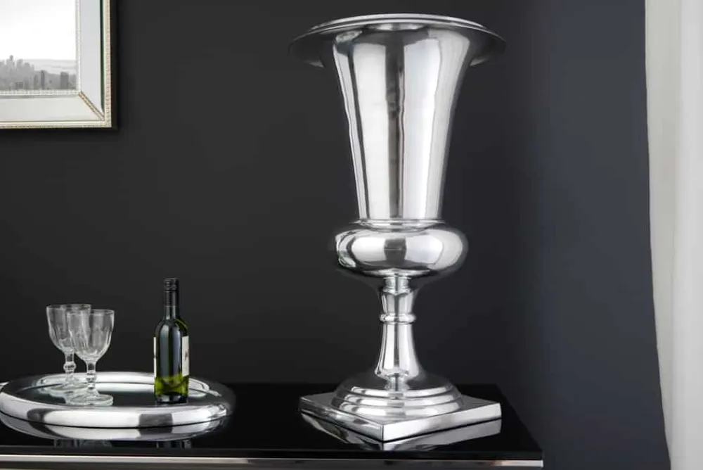Riess-Ambiente Dekoration|Vasen > Design Vase GOAL 75cm silber Pflanzen Pokal Aluminium